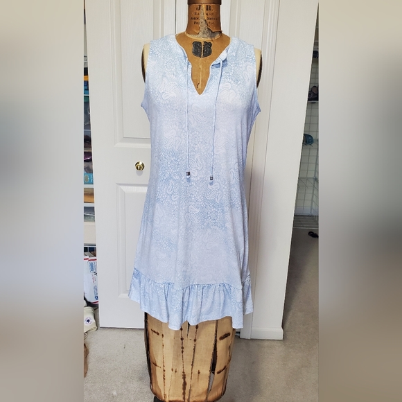 Michael Kors blue paisley dress size L - Picture 2 of 12